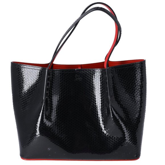 Christian Louboutin Hippolock Large Tote Bag Black Red Patent Leather